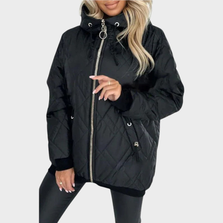 Marilyn | Quilted Hooded Zip Front Jacket