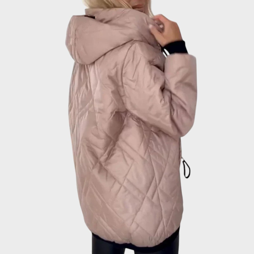 Marilyn | Quilted Hooded Zip Front Jacket