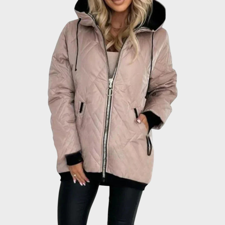 Marilyn | Quilted Hooded Zip Front Jacket