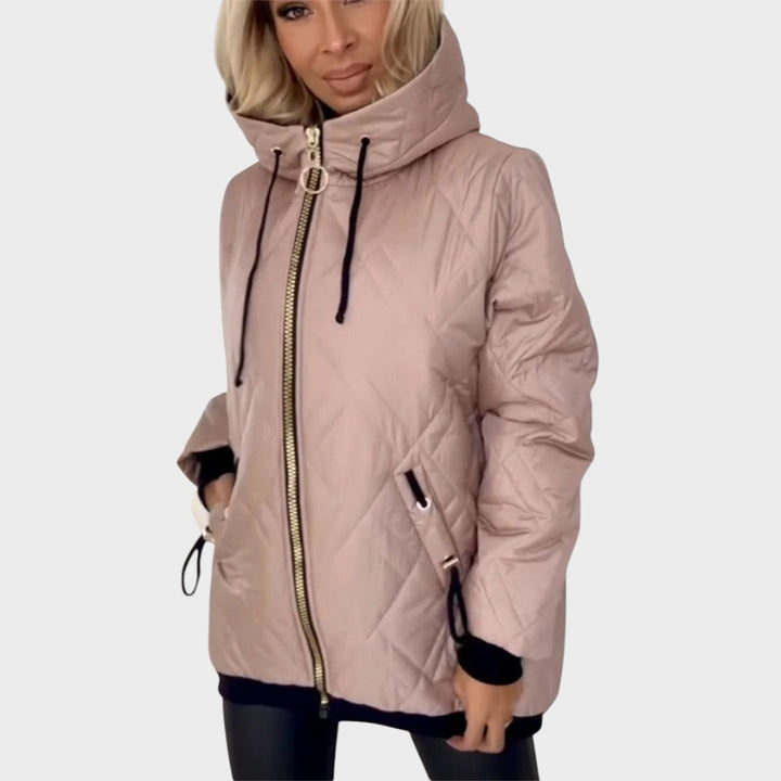 Marilyn | Quilted Hooded Zip Front Jacket
