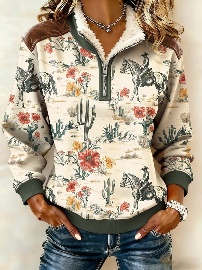 Savannah | Retro Fur-Collar Sweatshirt