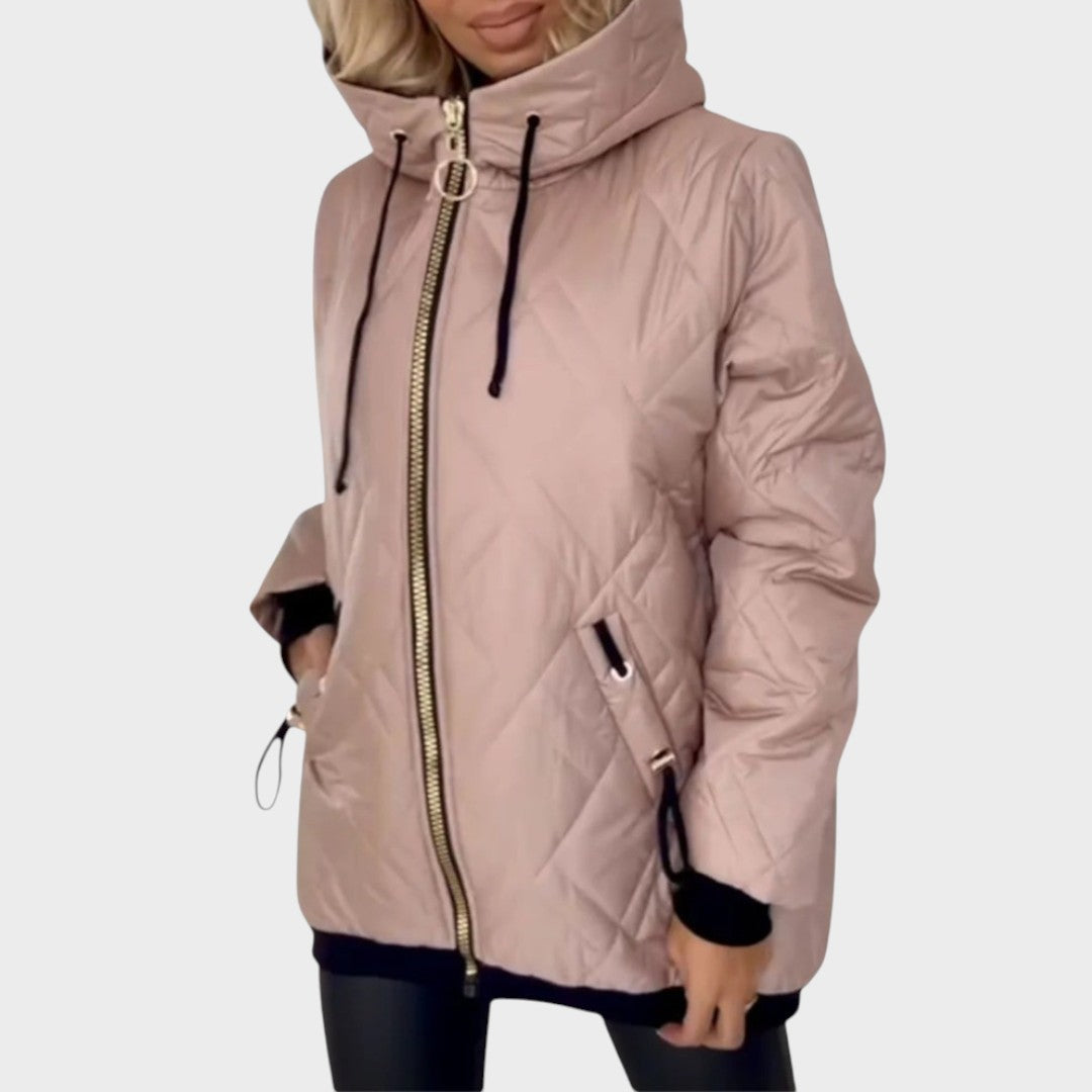 Marilyn | Quilted Hooded Zip Front Jacket