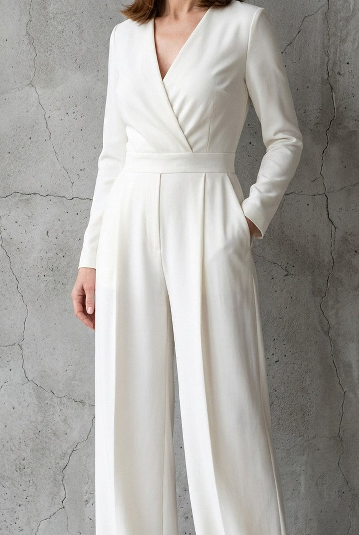 Isadora | Women's Tuxedo Wide Leg Jumpsuit Evening Occasion