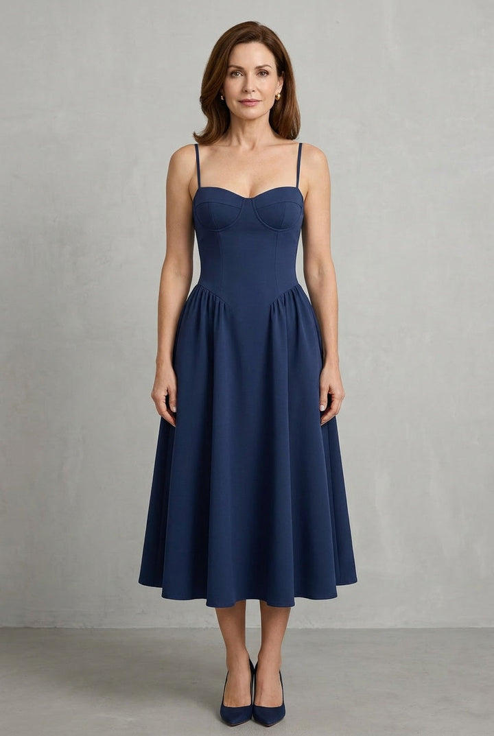 Novelle | Women's Corset Bodice A-Line Midi Dress Occasion