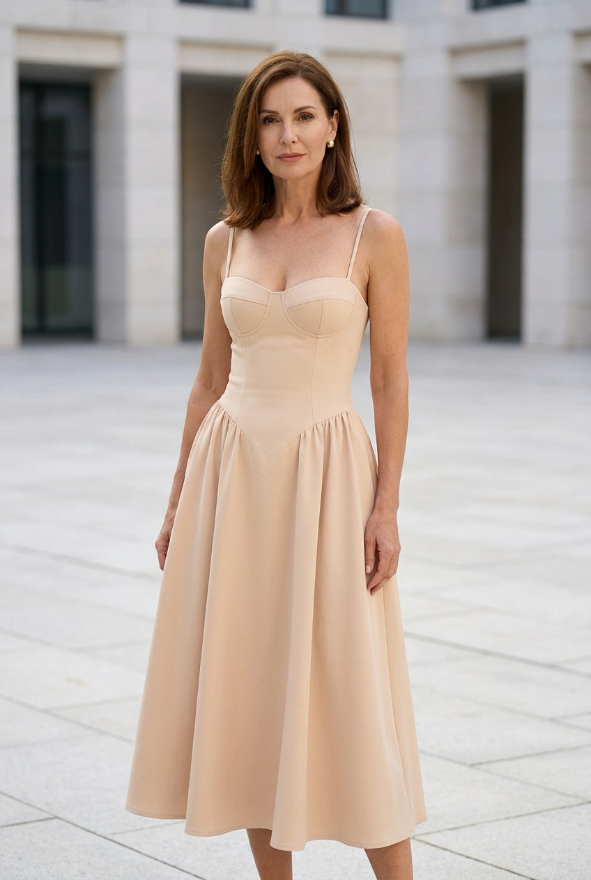 Novelle | Women's Corset Bodice A-Line Midi Dress Occasion