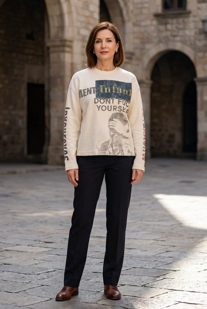 Salomé | Women's Oversized Graphic Print Crew Neck Long Sleeve