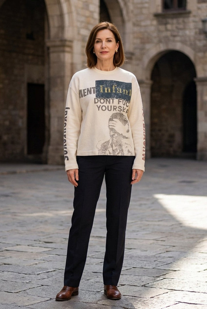 Salomé | Women's Oversized Graphic Print Crew Neck Long Sleeve