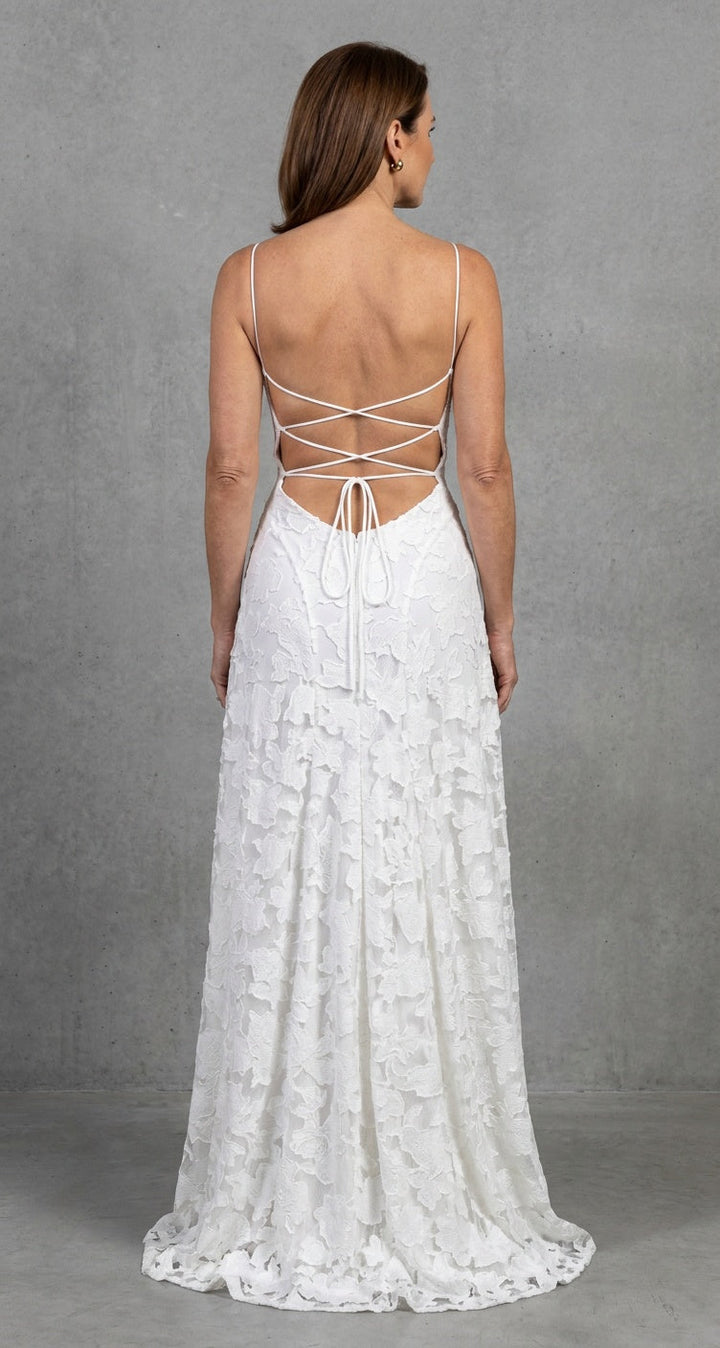 Serelle | Women's Floral Backless Lace-Up Maxi Dress Wedding Guest