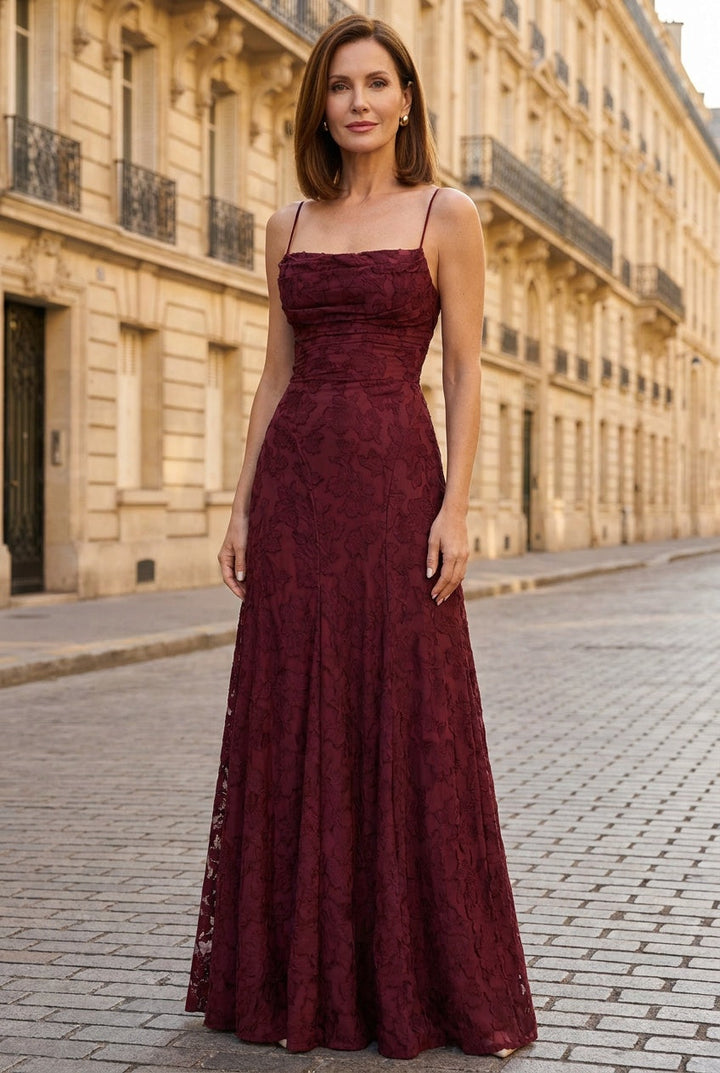 Serelle | Women's Floral Backless Lace-Up Maxi Dress Wedding Guest