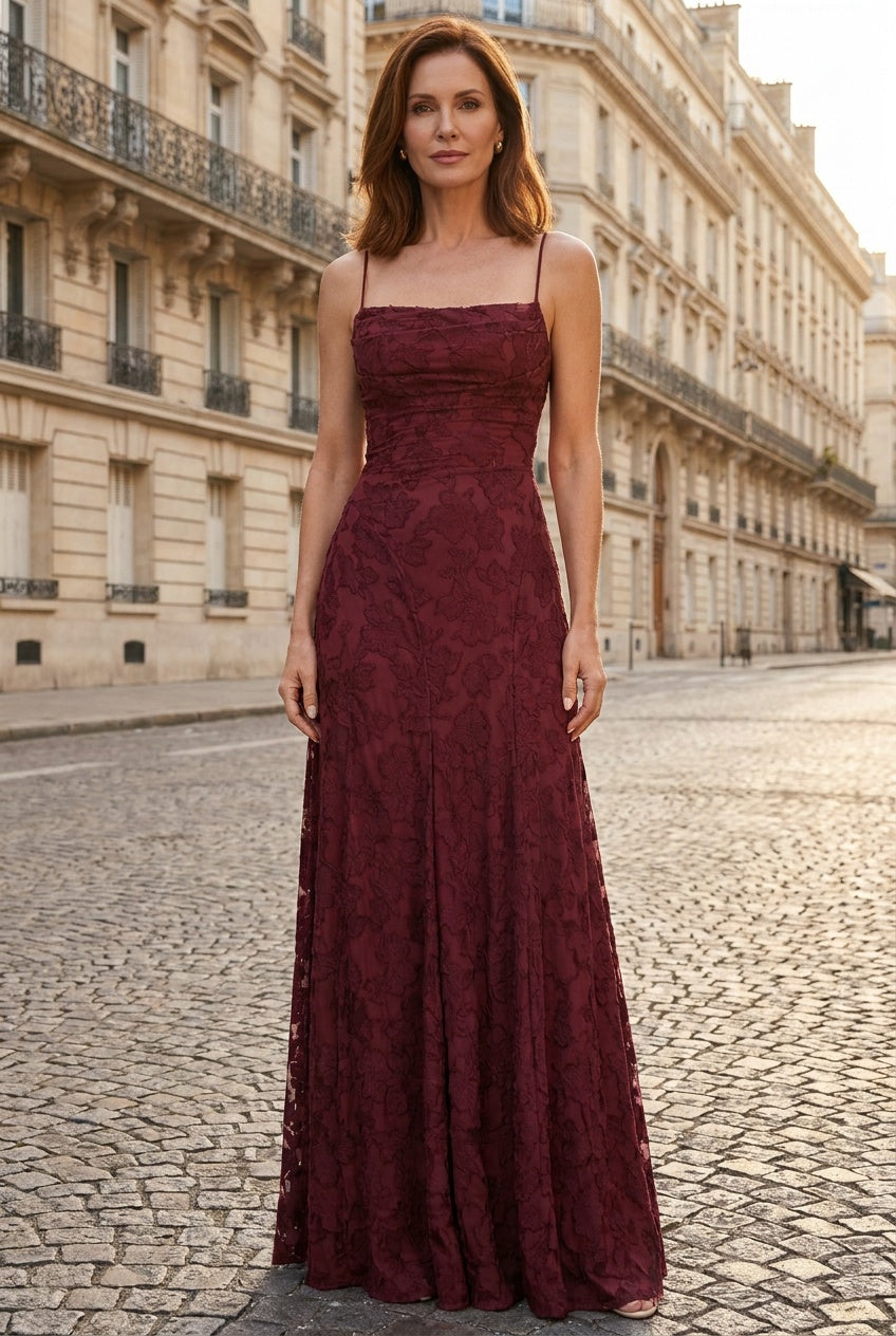 Serelle | Women's Floral Backless Lace-Up Maxi Dress Wedding Guest