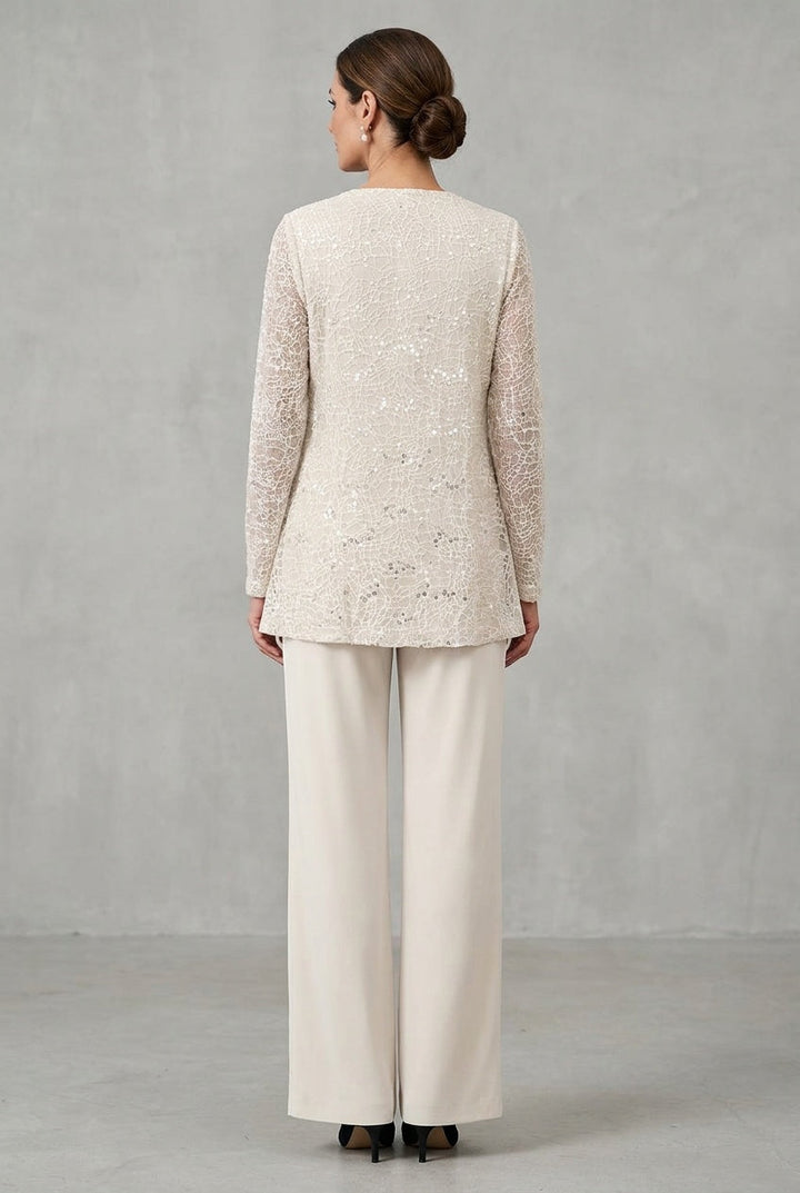 Zenvia | Women's Sequin Wide Leg Trouser Suit Formal Occasion